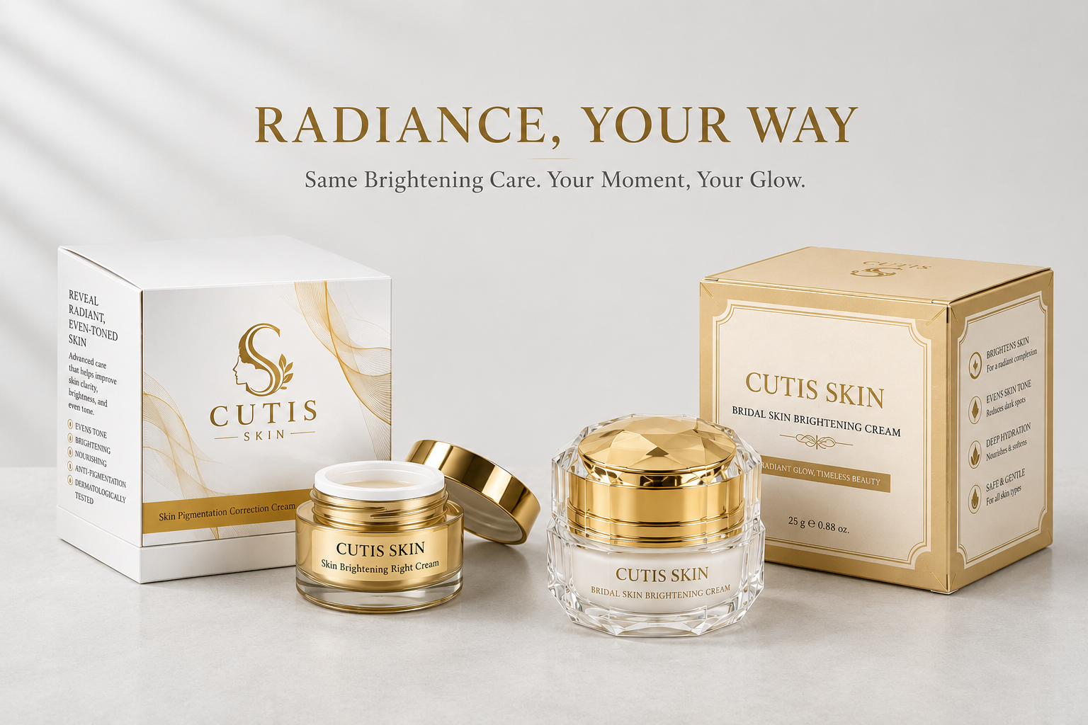 CUTIS.SKIN luxury cream jar with gold accent
